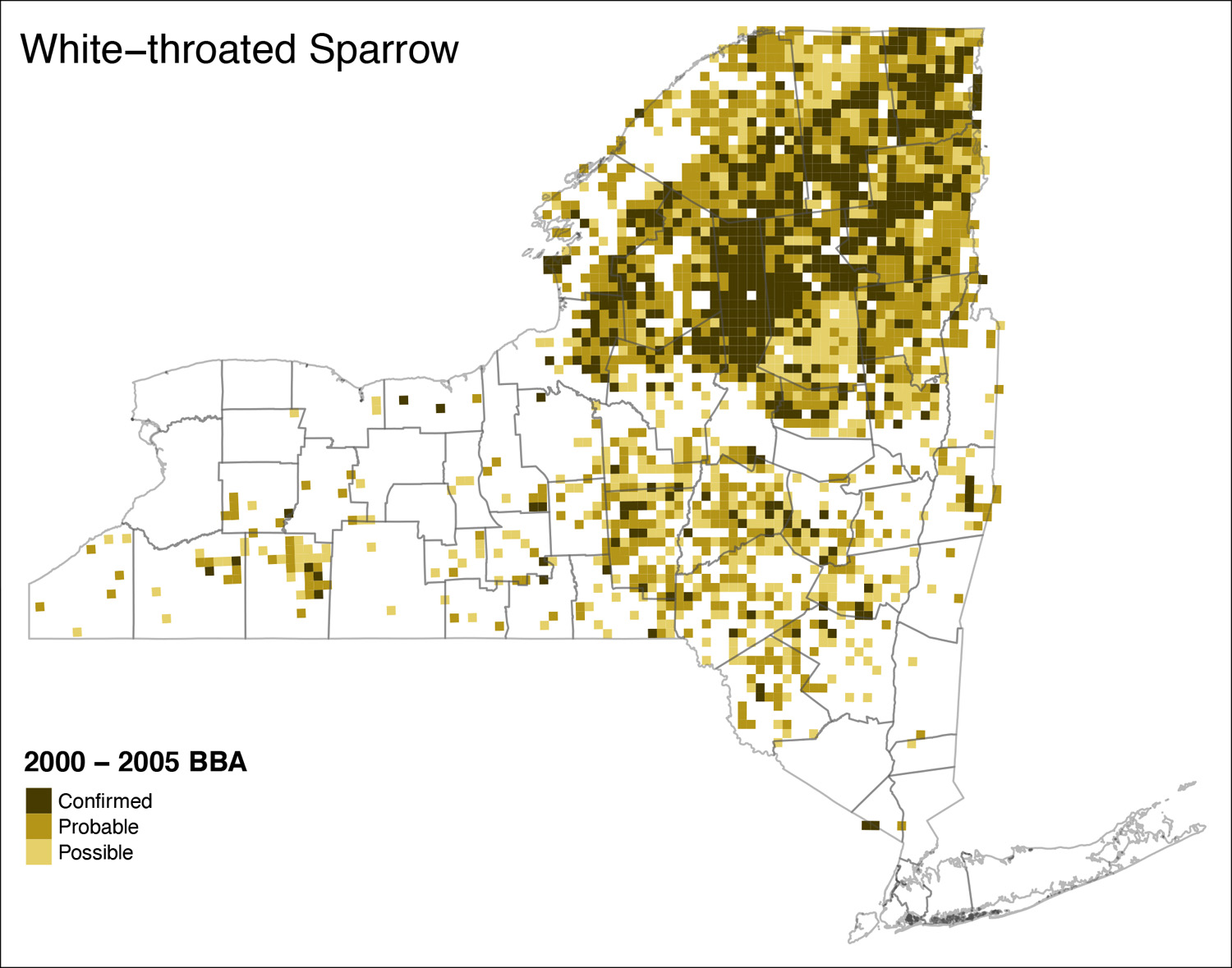 White-throated Sparrow Atlas 2 Distribution