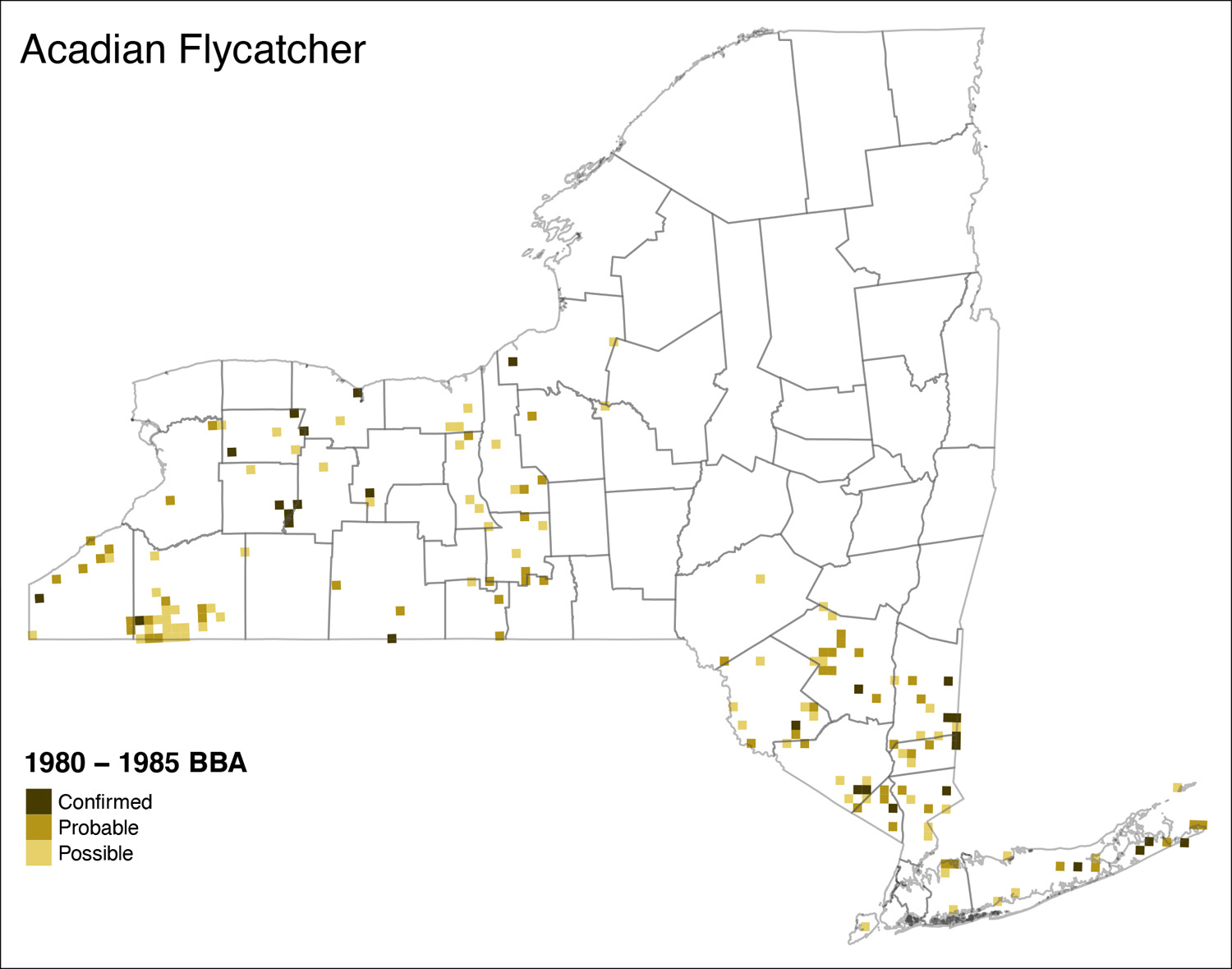 Acadian Flycatcher Atlas 1 Distribution