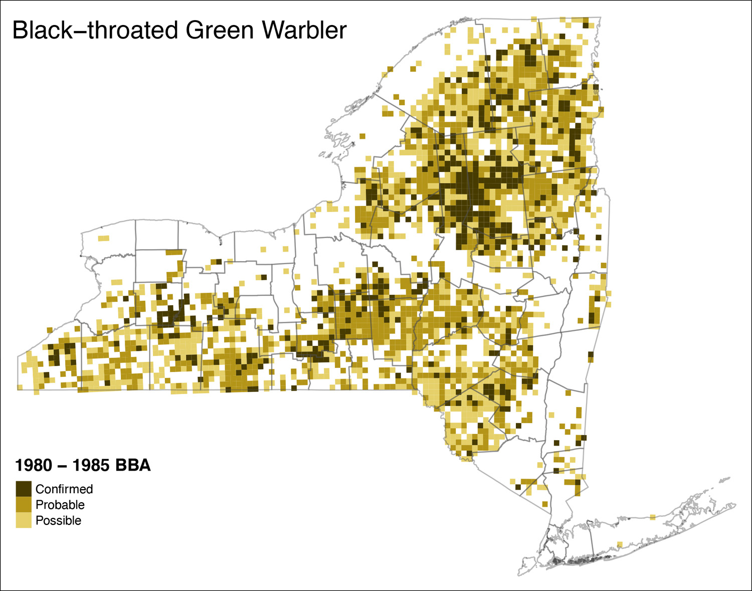 Black-throated Green Warbler Atlas 1 map