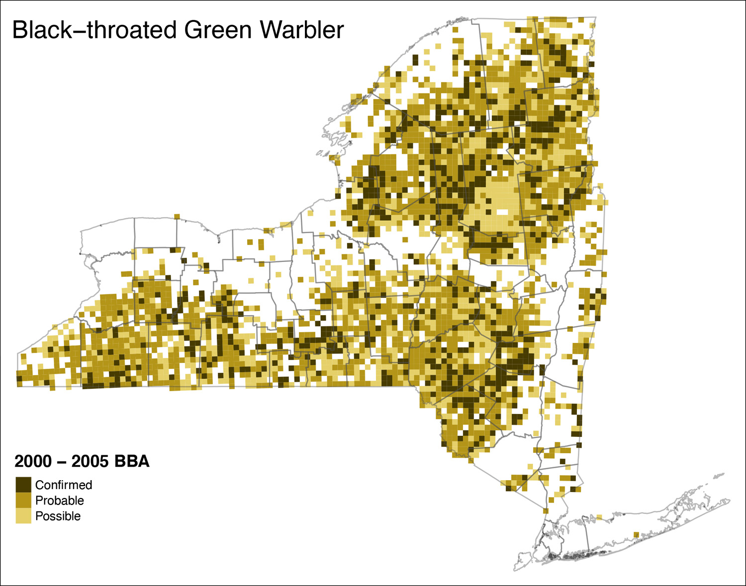Black-throated Green Warbler Atlas 2 map